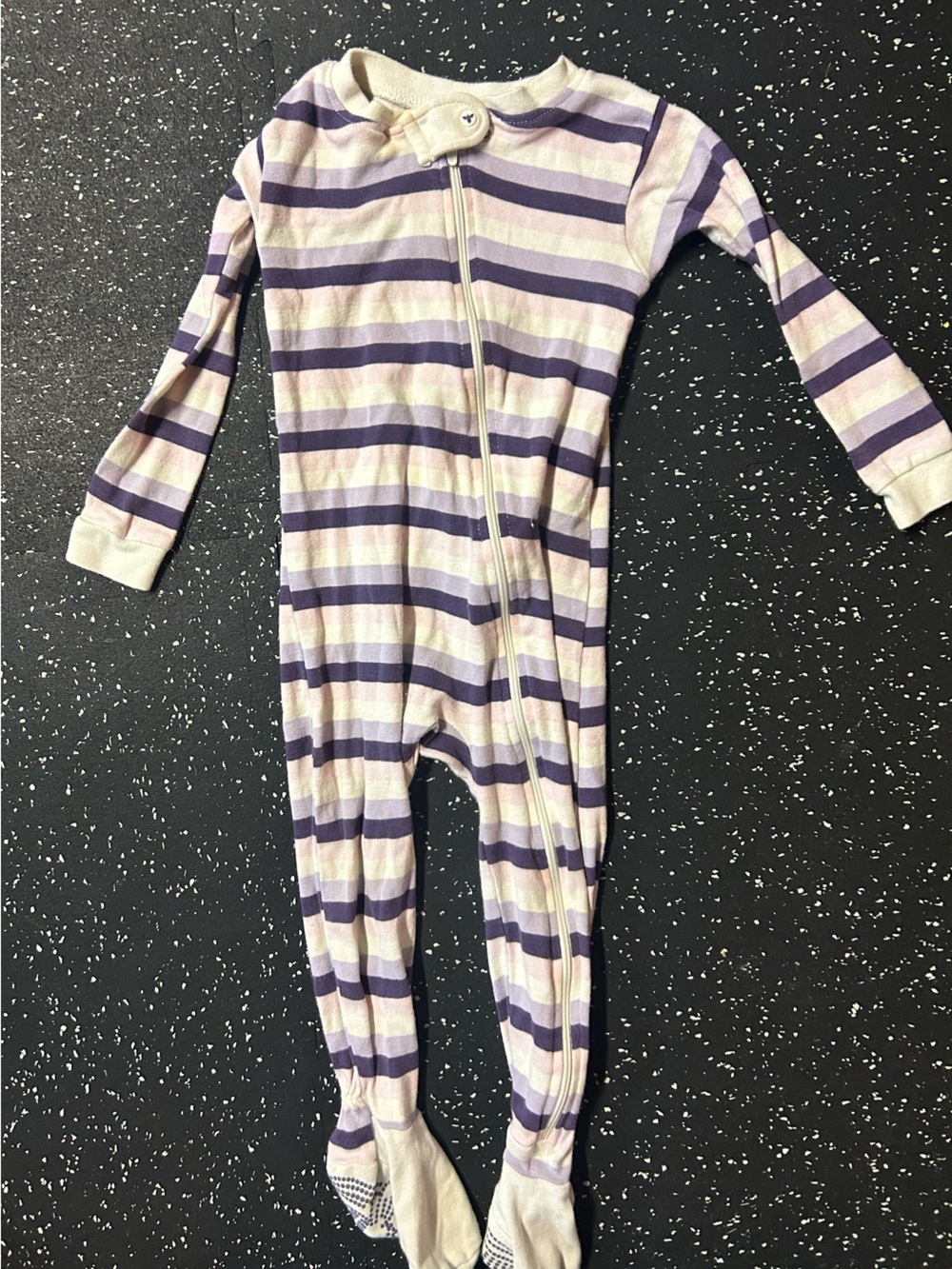 Set of 2 Burt’s Bees Purple & White Striped Kids Footie Pajamas & Floral Romper